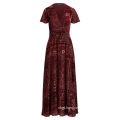 Burn-out Velvet Wrap Maxi Dress